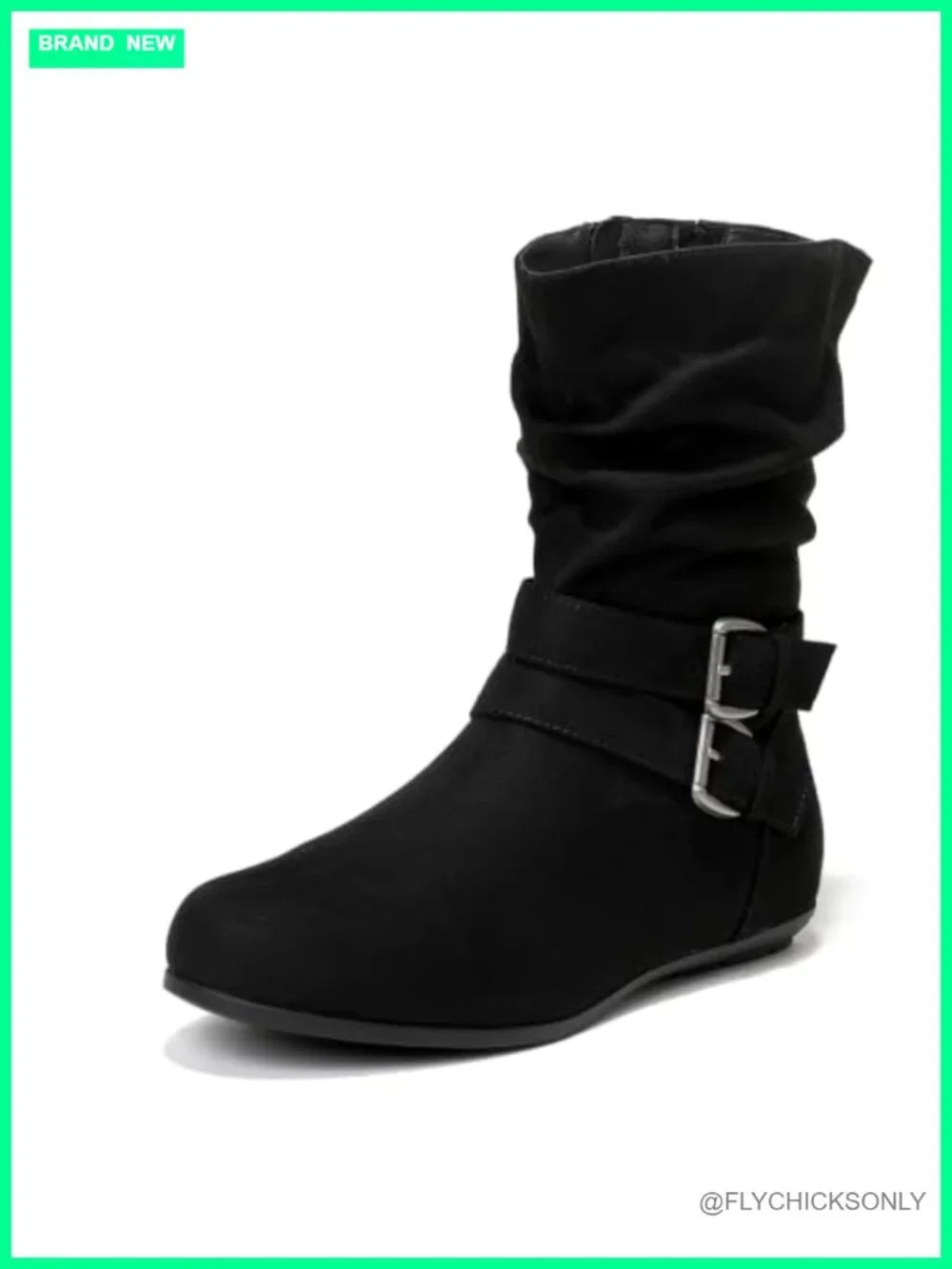 Wide Width Ankle Boots Low Heel Side Zipper Round Toe Micro Fiber